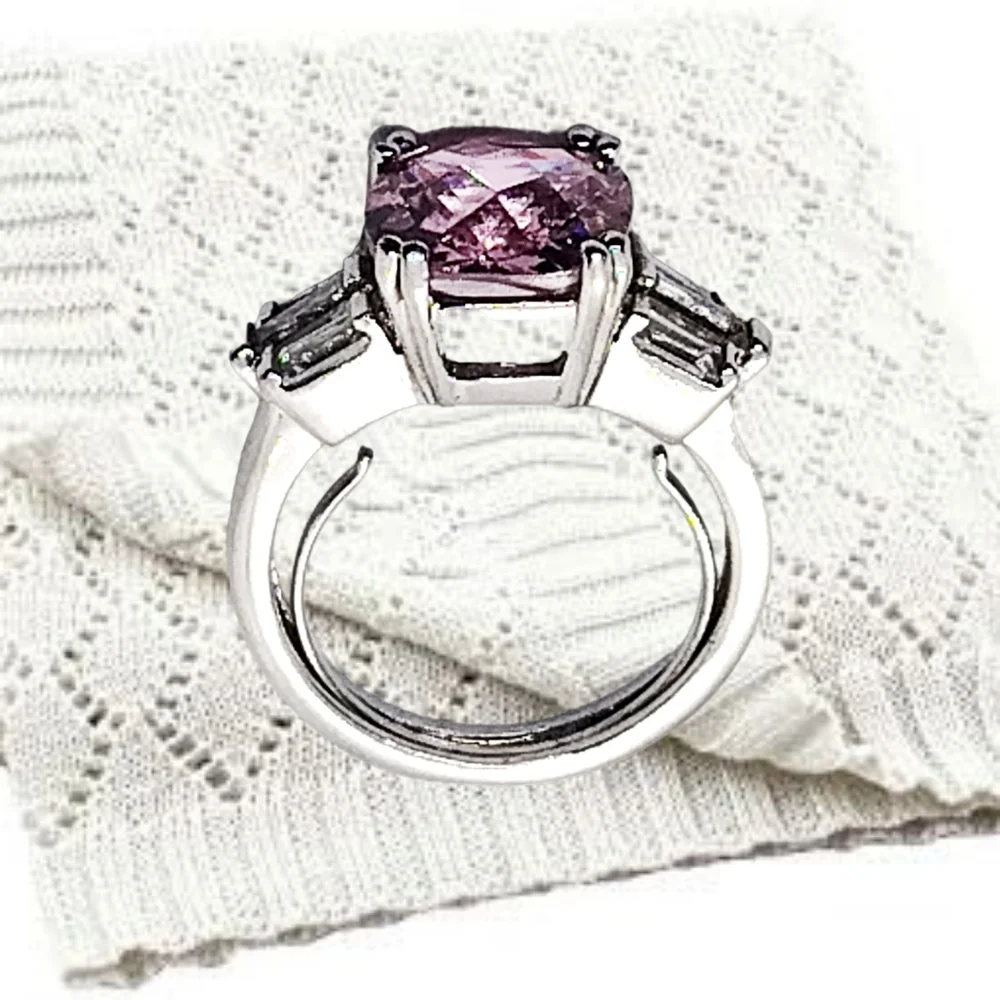 Beautiful Pink Cubic Zirconia Cocktail Ring, Size 5.25 to 6